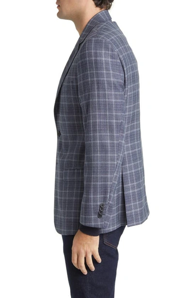 Daniel Hechter Plaid Wool Blazer In Silver