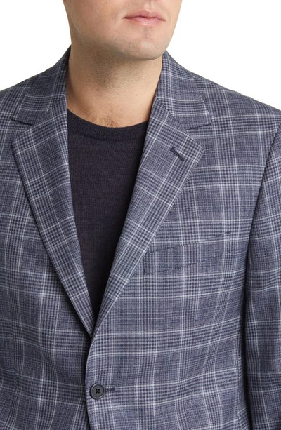 Daniel Hechter Plaid Wool Blazer In Silver