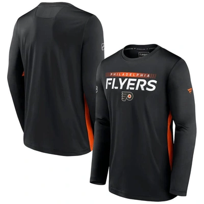 Shop Fanatics Branded Black Philadelphia Flyers Authentic Pro Rink Performance Long Sleeve T-shirt