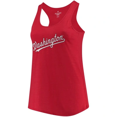 Soft As A Grape Red Washington Nationals Plus Size Swing For The Fences Racerback Tank Top In Red