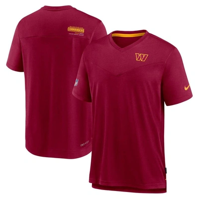 Shop Nike Burgundy Washington Commanders Sideline Coach Chevron Lock Up Logo V-neck Performance T-shirt