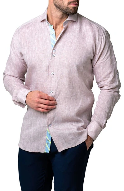 Shop Maceoo Einstein Lenny Brown Contemporary Fit Button-up Shirt