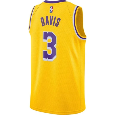 Shop Nike Anthony Davis Gold Los Angeles Lakers Swingman Jersey In Yellow