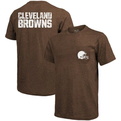 Shop Majestic Cleveland Browns  Threads Tri-blend Pocket T-shirt
