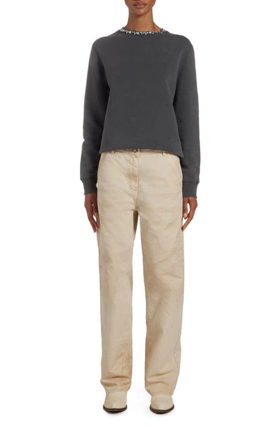 Golden Goose Athena Crystal Embellished Distressed Cotton Sweatshirt In Anthracite