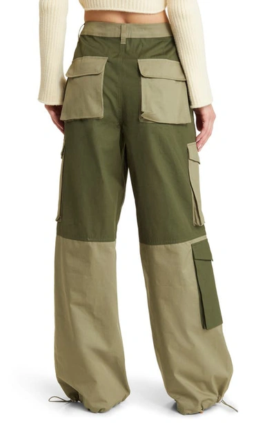 Shop Afrm Colorblock Cargo Pants In Bronze Green