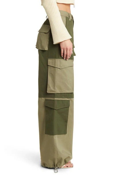 Shop Afrm Colorblock Cargo Pants In Bronze Green