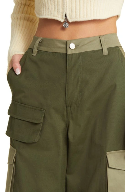 Shop Afrm Colorblock Cargo Pants In Bronze Green