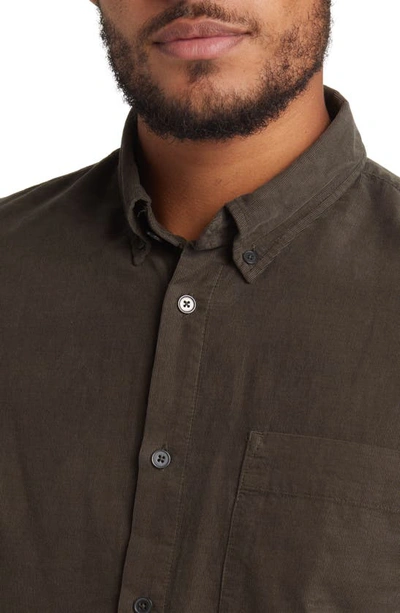 Nn07 Arne 5082 Solid Button-down Shirt In Army
