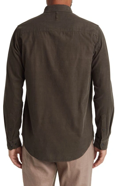 Nn07 Arne 5082 Solid Button-down Shirt In Army