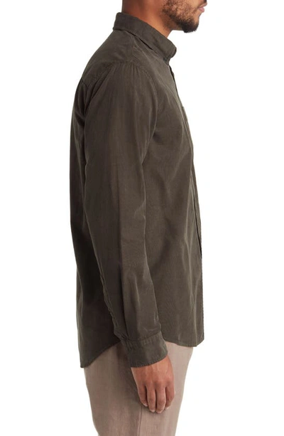 Nn07 Arne 5082 Solid Button-down Shirt In Army