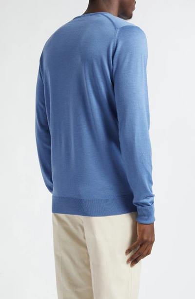 Shop John Smedley Marcus Virgin Wool Crewneck Sweater In Riveira Blue