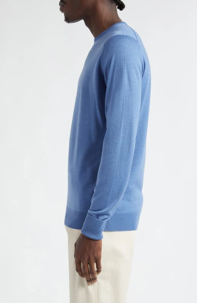 Shop John Smedley Marcus Virgin Wool Crewneck Sweater In Riveira Blue