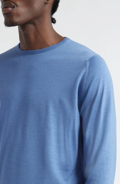 Shop John Smedley Marcus Virgin Wool Crewneck Sweater In Riveira Blue