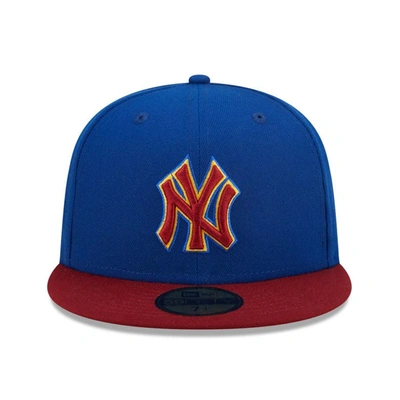 Shop New Era Royal/red New York Yankees Logo Primary Jewel Gold Undervisor 59fifty Fitted Hat