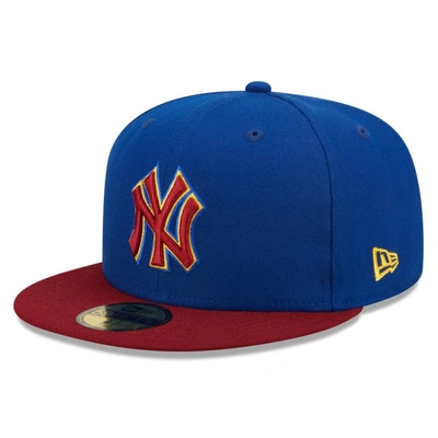 Shop New Era Royal/red New York Yankees Logo Primary Jewel Gold Undervisor 59fifty Fitted Hat