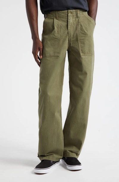 Shop Noah Pleated Cotton Twill Utility Pants In Army Green