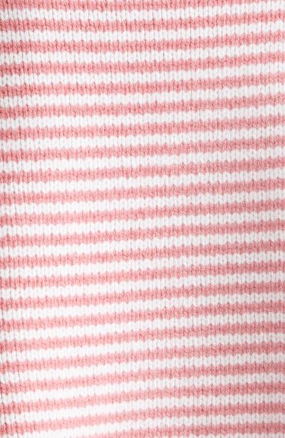 Shop Yanyan Embroidered Logo Stripe Crop Wool Sweater In Rose/ Mink/ Hazelnut