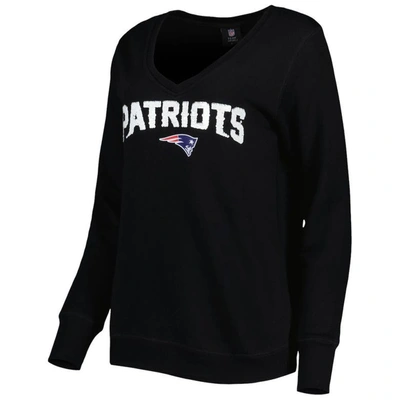 Shop Cuce Black New England Patriots Sequin Logo V-neck Pullover Sweatshirt