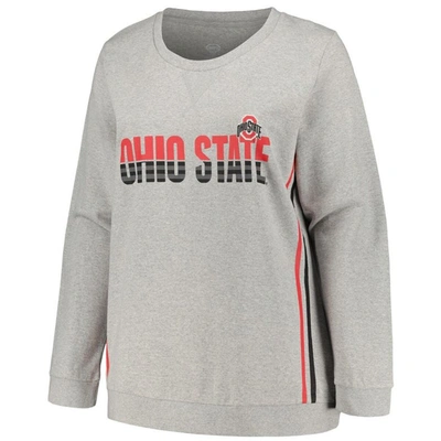 Shop Profile Heather Gray Ohio State Buckeyes Plus Size Side Stripe Pullover Sweatshirt