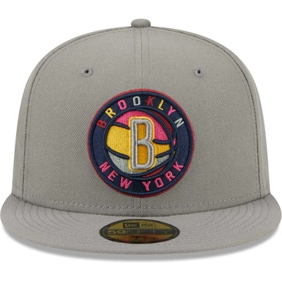 Shop New Era Gray Brooklyn Nets Color Pack 59fifty Fitted Hat