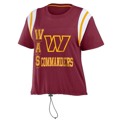 Shop Wear By Erin Andrews Burgundy Washington Commanders Cinched Colorblock T-shirt