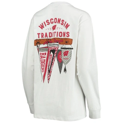 Shop Pressbox White Wisconsin Badgers Traditions Pennant Long Sleeve T-shirt
