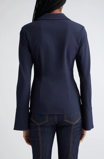 Shop Cinq À Sept Mckenna Knot Waist Shirt In Navy