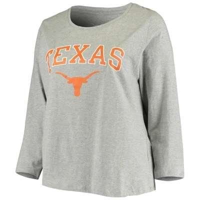 Shop Profile Heathered Gray Texas Longhorns Plus Size Logo Long Sleeve T-shirt In Heather Gray