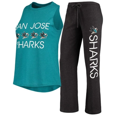 Shop Concepts Sport Teal/black San Jose Sharks Meter Tank Top & Pants Sleep Set