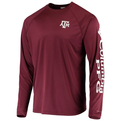 Shop Columbia Maroon Texas A&m Aggies Terminal Tackle Omni-shade Raglan Long Sleeve T-shirt