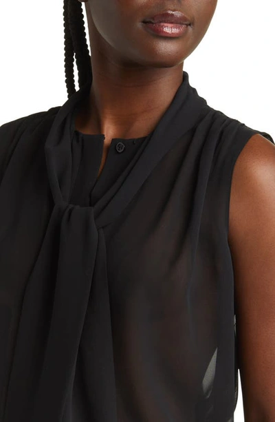 Shop Frame Tie Neck Sleeveless Silk Shirt In Black