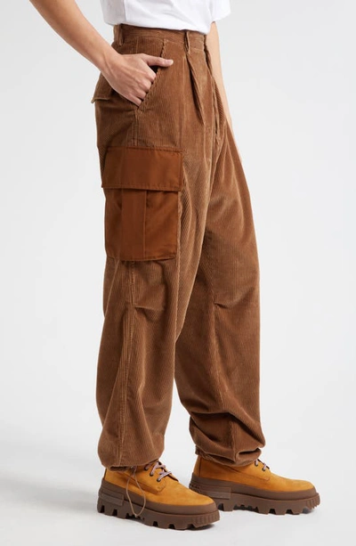 Shop Moncler Corduroy Cargo Pants In Cocoa Brown