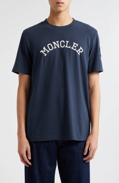 Moncler Short-sleeved T-shirt In Dark Navy Blue