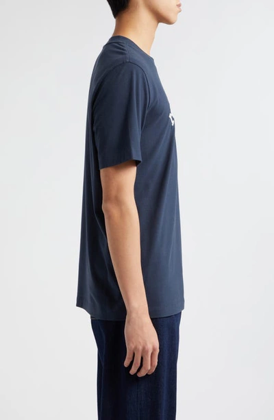 Shop Moncler Embroidered Logo T-shirt In Dark Navy Blue