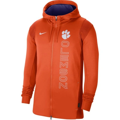 Shop Nike Orange Clemson Tigers 2021 Sideline Performance Full-zip Hoodie