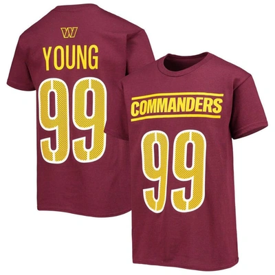 Shop Outerstuff Youth Chase Young Burgundy Washington Commanders Mainliner Player Name & Number T-shirt