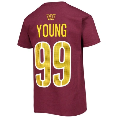 Shop Outerstuff Youth Chase Young Burgundy Washington Commanders Mainliner Player Name & Number T-shirt