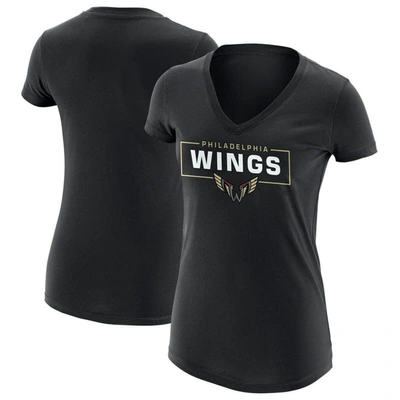 Shop Adpro Sports Black Philadelphia Wings Primary Logo V-neck T-shirt