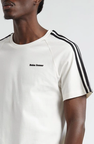 Shop Y-3 X Wales Bonner 3-stripes Organic Cotton T-shirt In Chalk White