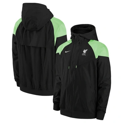 Shop Nike Black Liverpool Windrunner Raglan Full-zip Jacket