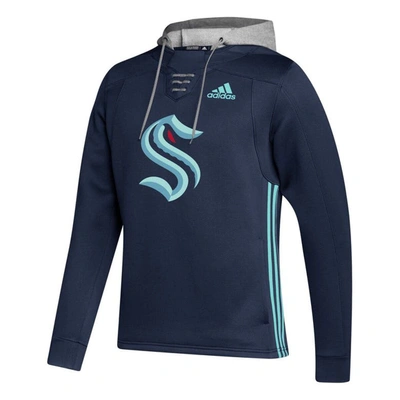 Shop Adidas Originals Adidas Deep Sea Blue Seattle Kraken Skate Lace Primeblue Team Pullover Hoodie In Navy