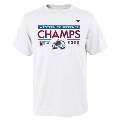 Shop Fanatics Youth  Branded White Colorado Avalanche 2022 Western Conference Champions Locker Room T-shir