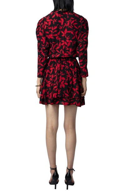 Shop Zadig & Voltaire Rogers Ikat Long Sleeve Minidress In Noir