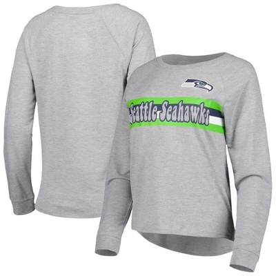 Shop Outerstuff Juniors Heathered Gray Seattle Seahawks All Striped Up Raglan Long Sleeve T-shirt In Heather Gray