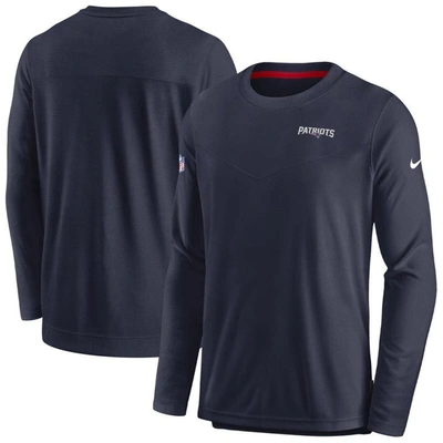 Shop Nike Navy New England Patriots Sideline Lockup Performance Long Sleeve T-shirt