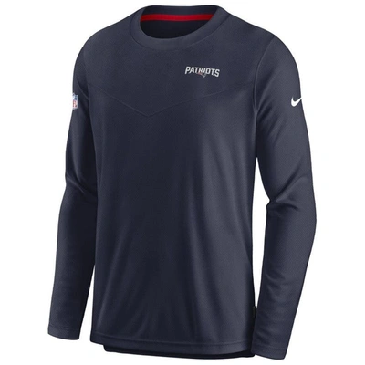 Shop Nike Navy New England Patriots Sideline Lockup Performance Long Sleeve T-shirt