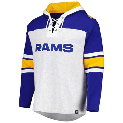 Shop 47 ' Los Angeles Rams Heather Gray Gridiron Lace-up Pullover Hoodie