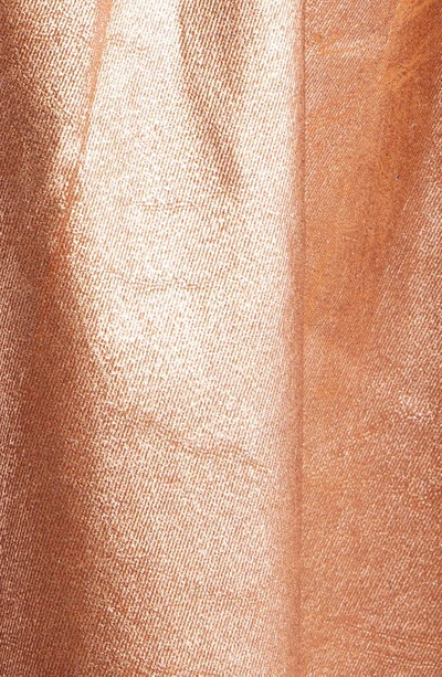 Shop Ulla Johnson The Astrid Metallic Denim Tiered Skirt In Copper Foiled Wash