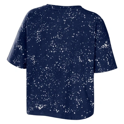 Shop Wear By Erin Andrews Navy Auburn Tigers Bleach Wash Splatter Cropped Notch Neck T-shirt